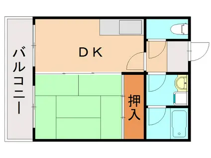 コンプレート中津口(1DK/7階)の間取り写真