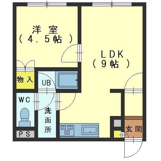 コンコンブル(1LDK/2階)の間取り写真