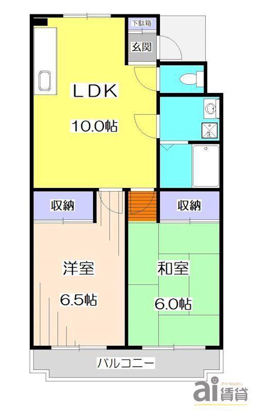 ビアンカ狭山A棟(2LDK/4階)の間取り写真