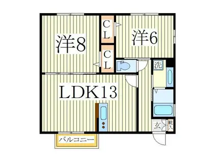 キャッスル冨士(2LDK/2階)の間取り写真