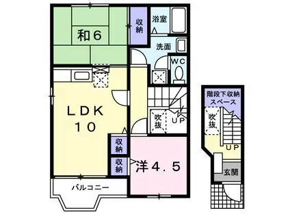 ルミエールA(2LDK/2階)の間取り写真
