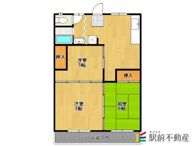 コーポ宮地(3DK/2階)の間取り写真