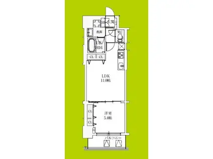スプランディッド上本町ウエストII(1LDK/10階)の間取り写真