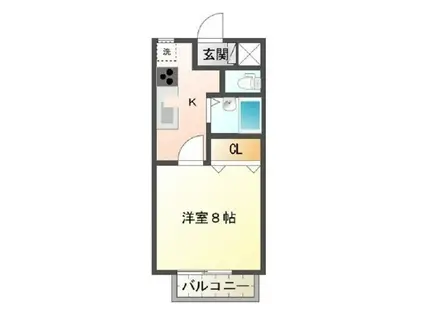 コーポバーディーII(1K/1階)の間取り写真