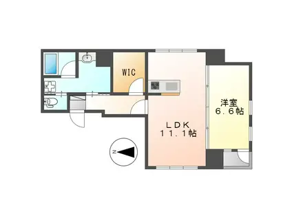 GC覚王山(1LDK/3階)の間取り写真