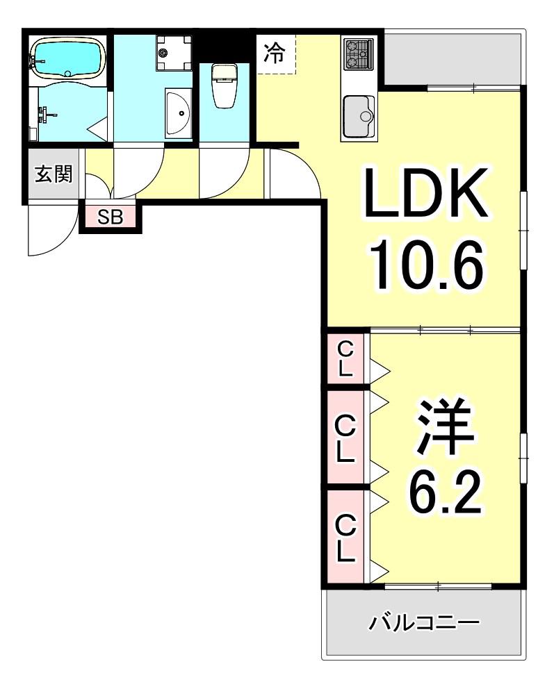 サンガーデン武庫川(1LDK/2階)の間取り写真