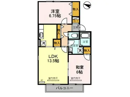 グランシャリオA(2LDK/2階)の間取り写真