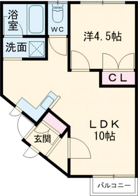 マンションノースロード(1LDK/1階)の間取り写真