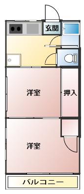 パールハイツ(2DK/3階)の間取り写真