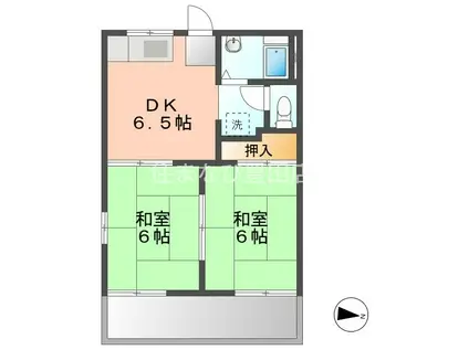 TOWNY IS(2DK/1階)の間取り写真
