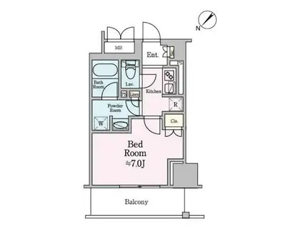 リージア海老名ビナフロント(1K/11階)の間取り写真