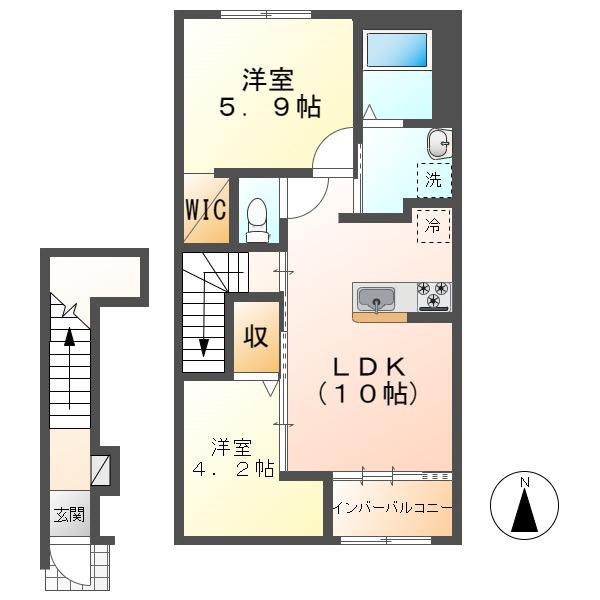カーサカリーノ(2LDK/2階)の間取り写真