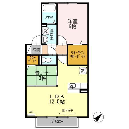 CASA FELICE(1LDK/2階)の間取り写真