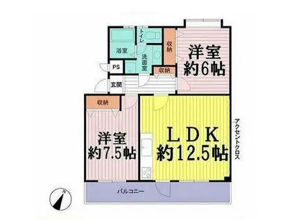 アッティー朝霞台A棟(2LDK/5階)の間取り写真
