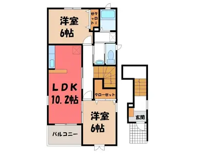 ファイン・グラースI(2LDK/2階)の間取り写真