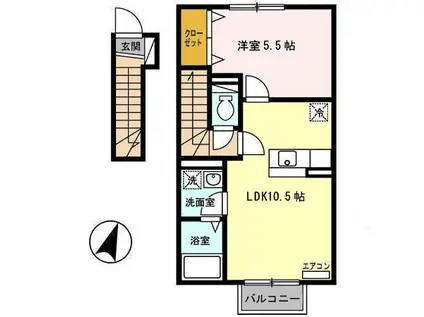 ファインビューII(1LDK/2階)の間取り写真