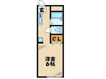 パークハイム多摩(1K/1階)の間取り写真
