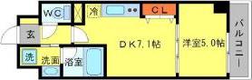 BRAVI南堀江(1DK/3階)の間取り写真