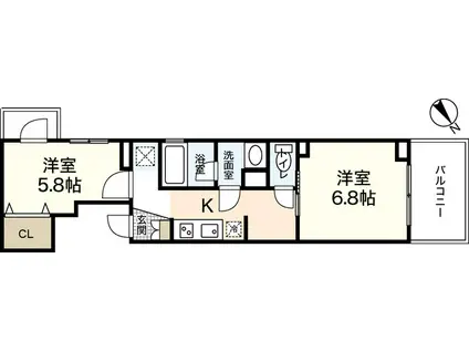 PARKSIDE YOSHIDA(2DK/3階)の間取り写真