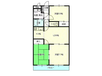ユーミーISA(3LDK/1階)の間取り写真