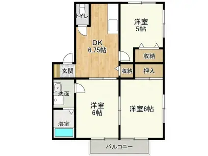 グランデハイツ河輪B(3DK/2階)の間取り写真