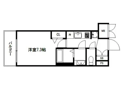 プレサンスTHE KYOTO流雅(1K/2階)の間取り写真