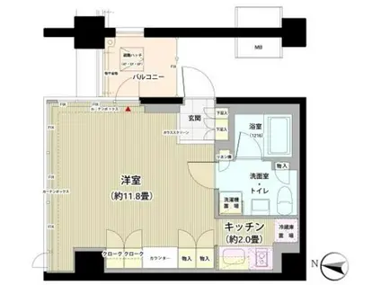 ガーデニエール砧レジデンス(1K/6階)の間取り写真