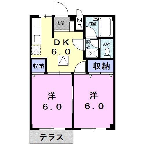 レジデンス住吉(2DK/1階)の間取り写真