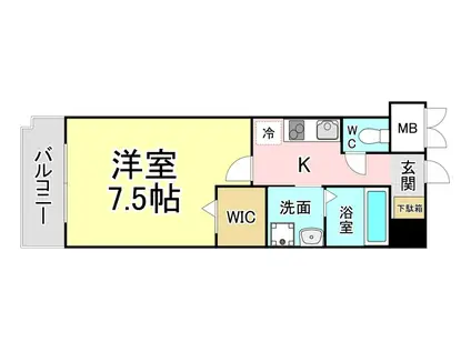 ディアコート門司(1K/6階)の間取り写真