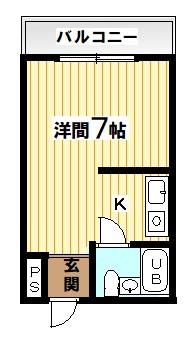 ローレンスハイム(ワンルーム/2階)の間取り写真