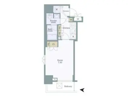 プレスタイル住吉(1K/9階)の間取り写真