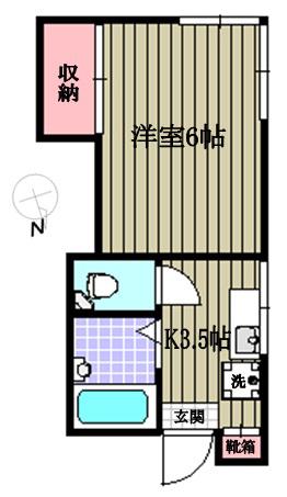 宏洋ハウス(1K/2階)の間取り写真