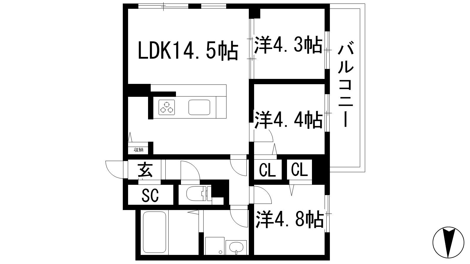 ブライトガーデン(3LDK/2階)の間取り写真