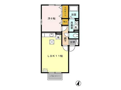 レコルトIIB(1LDK/1階)の間取り写真
