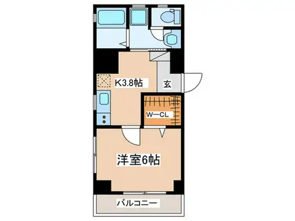 サンライズロイヤル湘南(1K/4階)の間取り写真