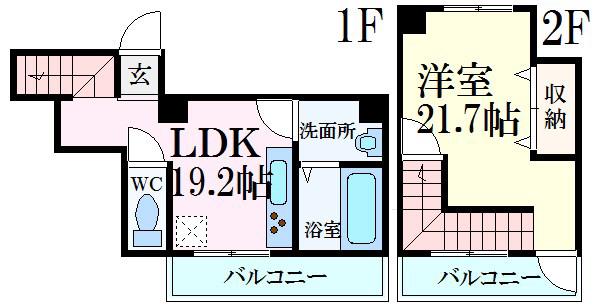 ラフェスタ今宿(1DK/5階)の間取り写真