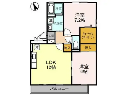 メルベーユ吉兆(2LDK/1階)の間取り写真