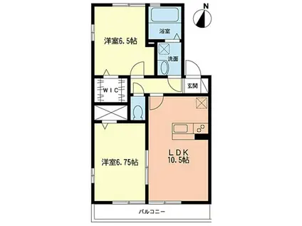 グロースあざみ野(2LDK/2階)の間取り写真