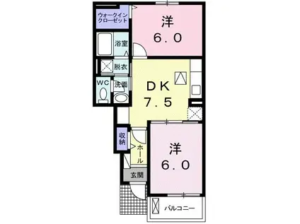グレースI(2DK/1階)の間取り写真