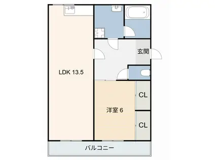 シェリールB棟(1LDK/1階)の間取り写真