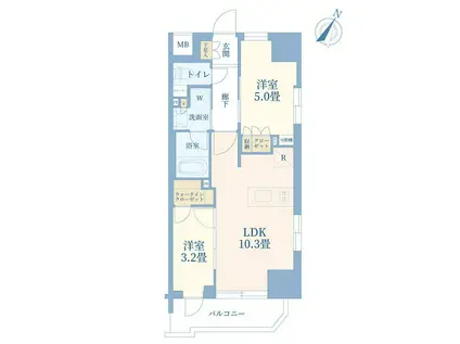 デュオステージ相模大野(2LDK/10階)の間取り写真