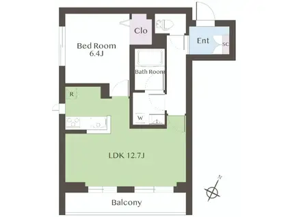 BONHEUR(1LDK/3階)の間取り写真