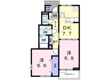 ボム・コリーヌI DK(2DK/1階)の間取り写真