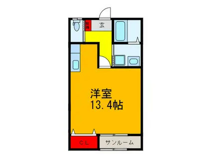 リージュ(ワンルーム/2階)の間取り写真