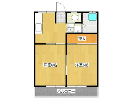 ハイツ八坂(2DK/2階)の間取り写真