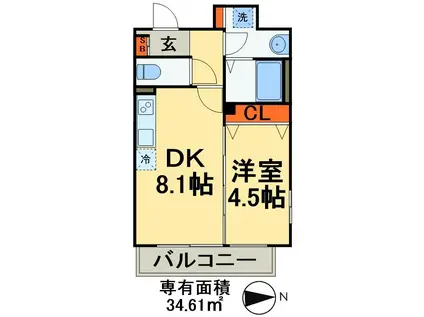 MA-SAKURA II(1DK/10階)の間取り写真