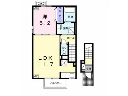 スマイルコートI(1LDK/2階)の間取り写真