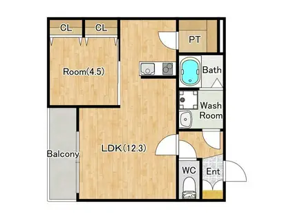 エステイトE岸和田1(1LDK/3階)の間取り写真