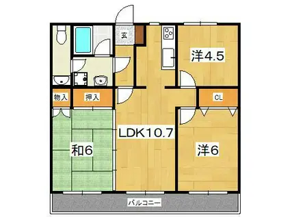国府津マンション(3LDK/2階)の間取り写真