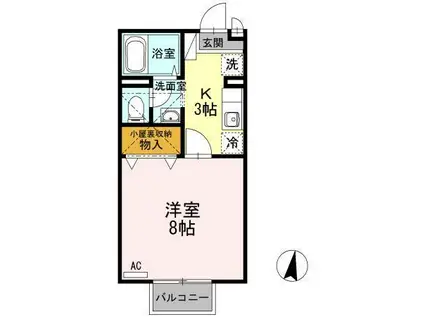 パル秋篠C(1K/2階)の間取り写真